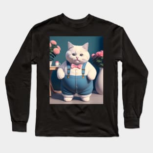 Chubby cat - Modern digital art Long Sleeve T-Shirt